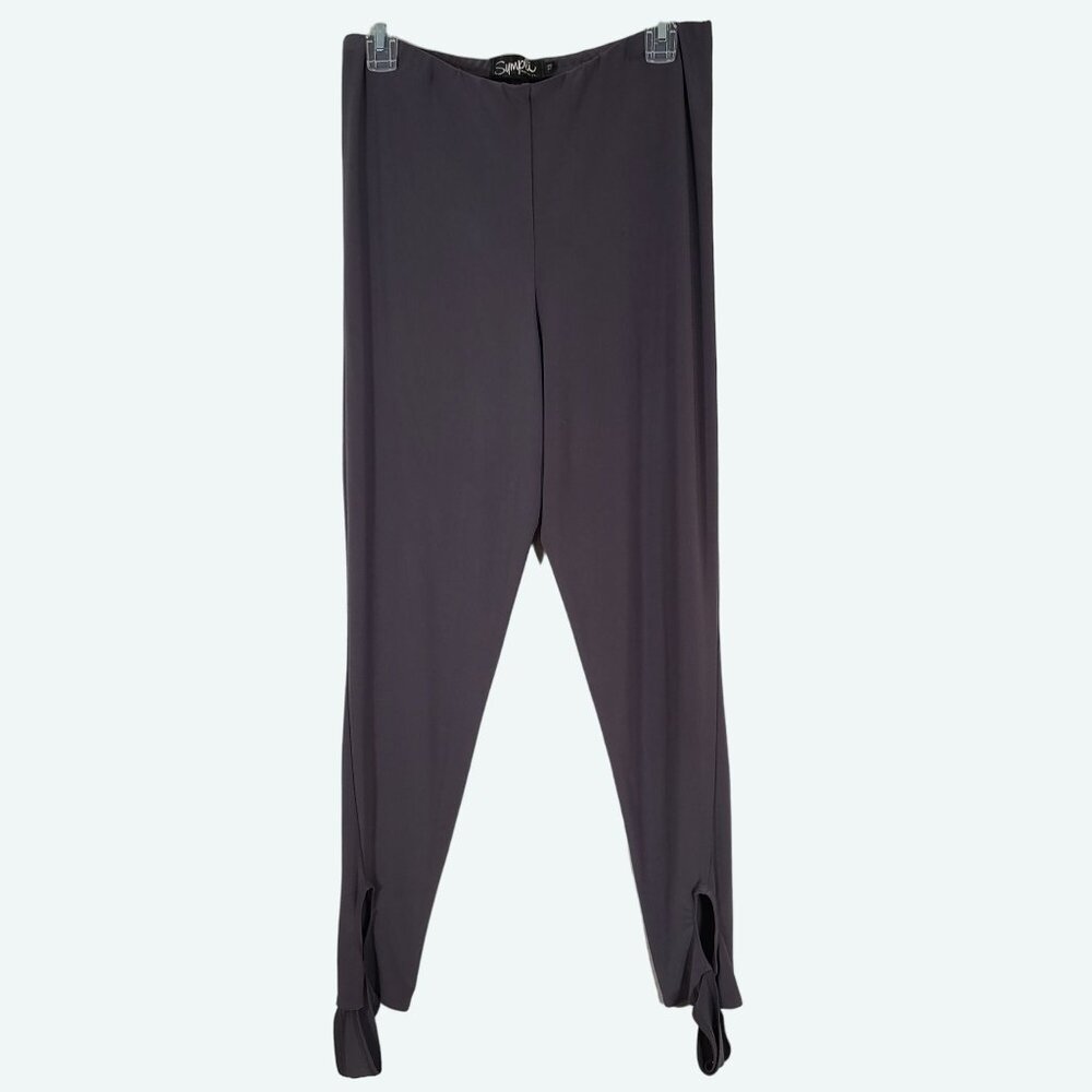 Sympli Pull On Dark Gray Ankle Twist Detail Legging Jersey Knit Size 12